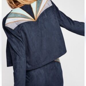 New Lenni the Label Dawn Faux Suede Cobalt Jacket.